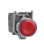 پوش باتن اشنایدر فلزی قرمز1NO + 1NC با LED داخلی 24 ولت AC و DC